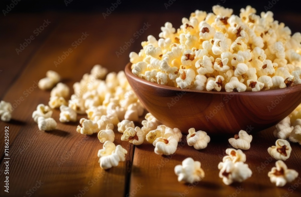 popcorn on the wooden table, selective focus. popcorn on the wooden table, selective focus.