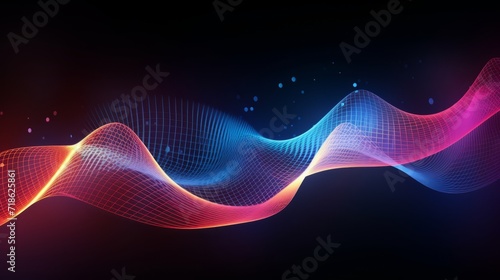 Vibrant digital wave: abstract colorful flowing dots and curved lines - futuristic technology concept for science, business, banner, wallpaper, and templates © Ashi
