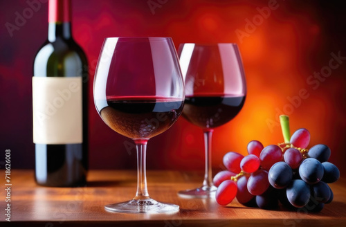 A glass of red wine on a dark background