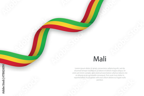 Waving ribbon with flag of Mali