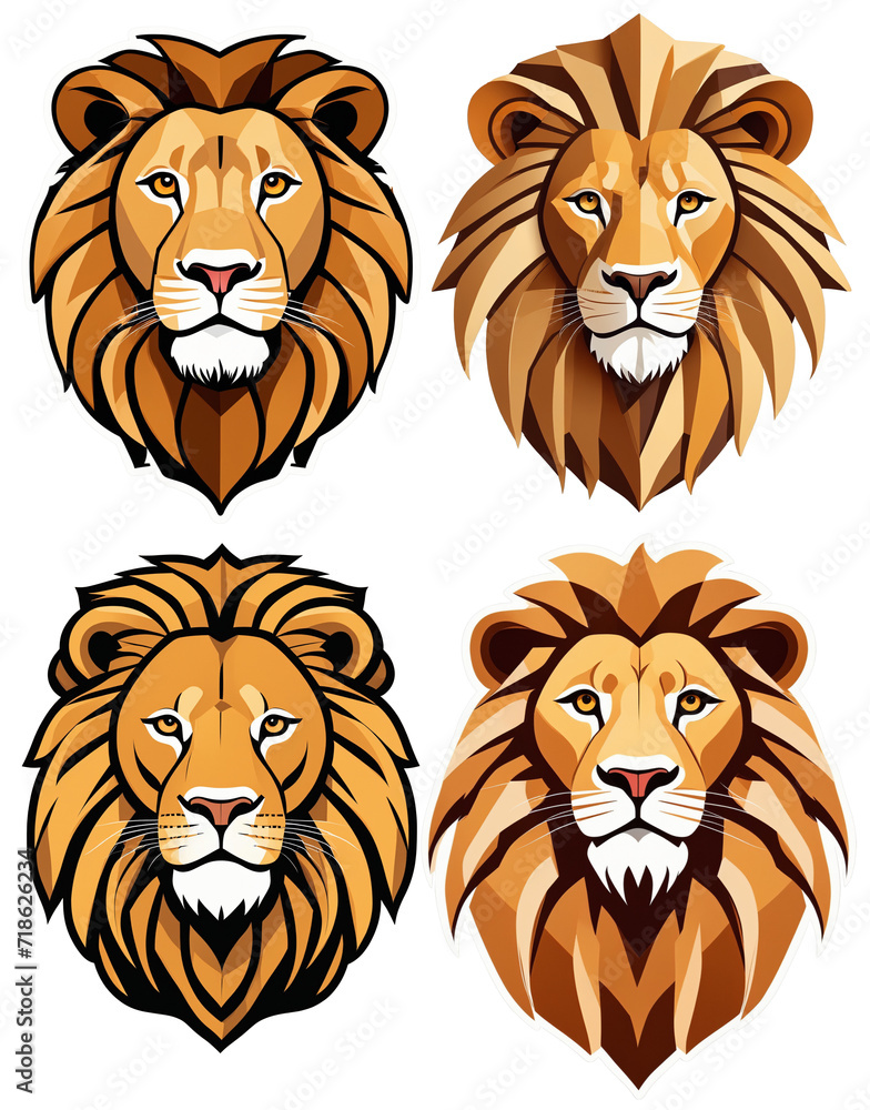 set of lions on transparent background.generative AI set of lions on transparent background.generative AI