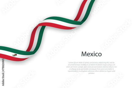 Waving ribbon with flag of Mexico