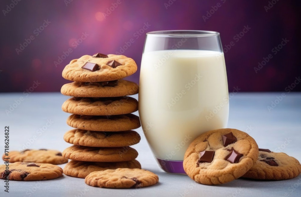 Chocolate chip cookies and a glass of milk. Chocolate chip cookies and a glass of milk.