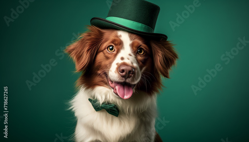 irish dog with a green hat