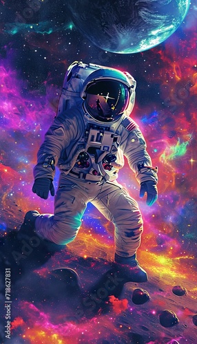 an trippy neon astronaut © Ajas