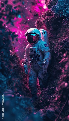 an trippy neon astronaut