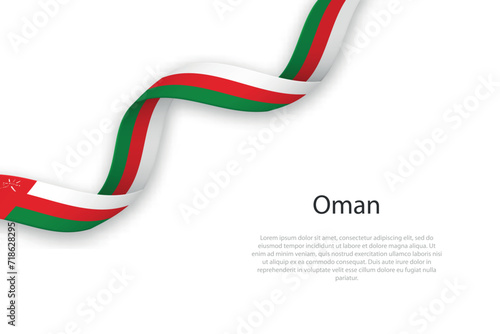 Waving ribbon with flag of Oman