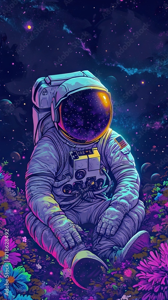 an trippy neon astronaut an trippy neon astronaut