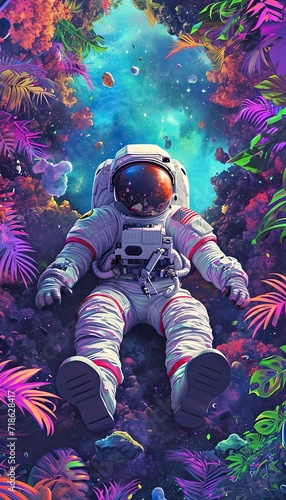 an trippy neon astronaut