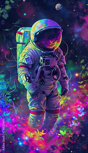 an trippy neon astronaut