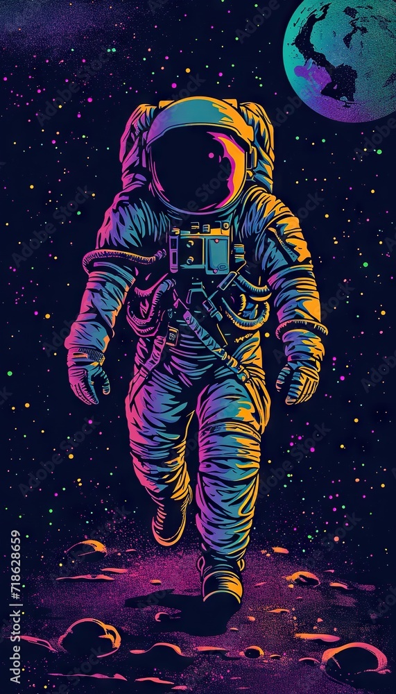 an trippy neon astronaut an trippy neon astronaut