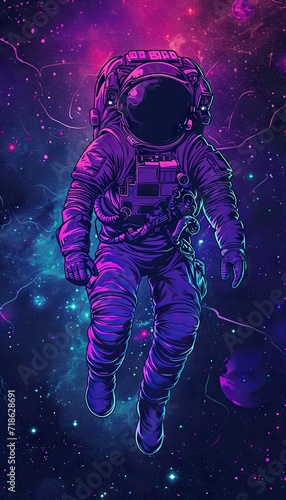 an trippy neon astronaut