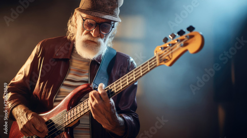 Grandpa on bass, bringing the groove like a lifetime of wisdom