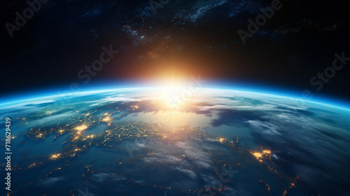 Panoramic view of the Earth sun star