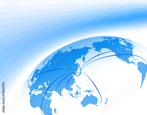 日本中心の世界地図からのビジネスイメージ