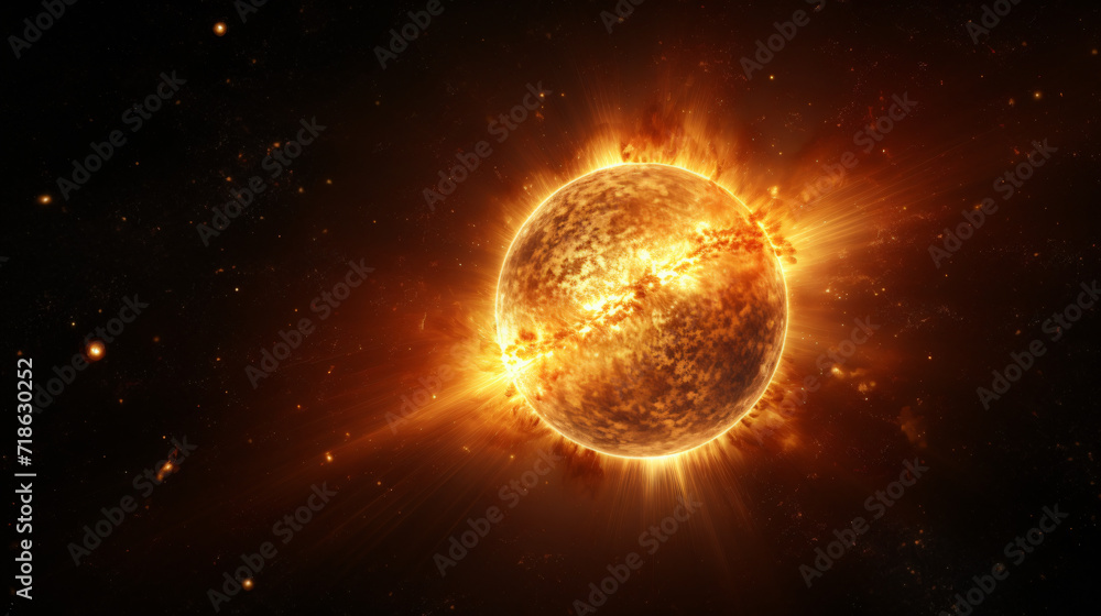 Panoramic view of the Sun and star.