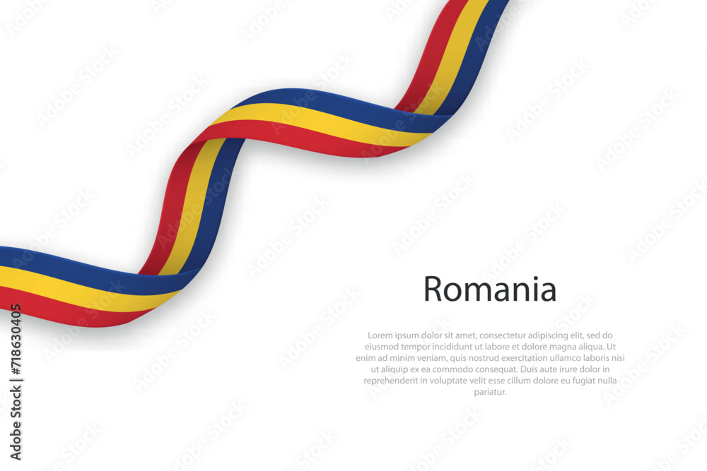 Waving ribbon with flag of Romania Waving ribbon with flag of Romania