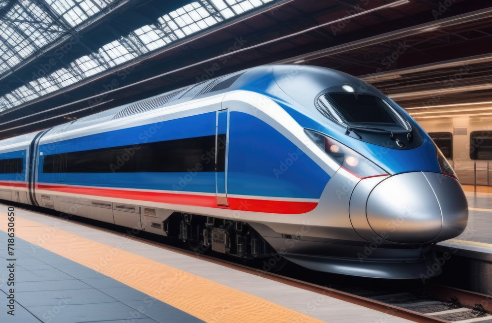 Naklejka premium Высокоскоростной поезд на железнодорожной станции