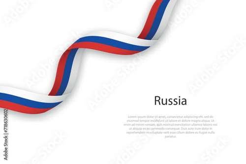 Waving ribbon with flag of Russia