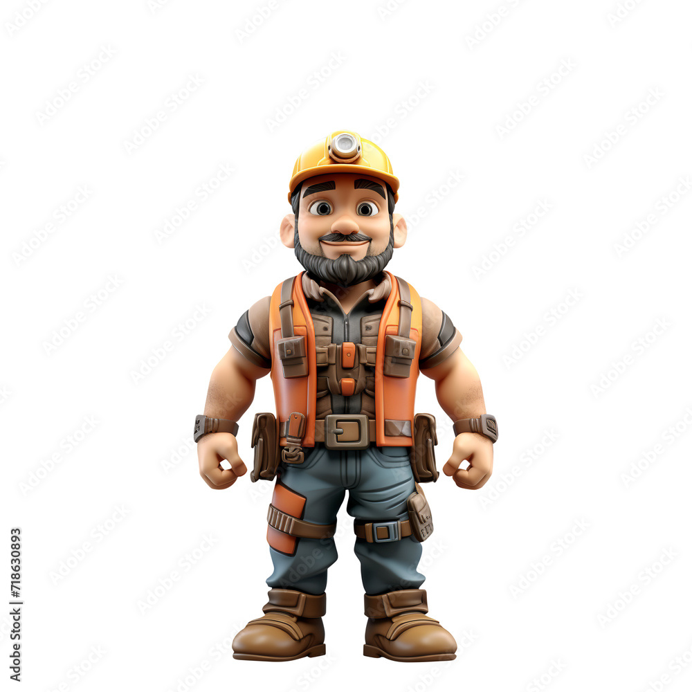 Carpenter cartoon figure model standing isolated on white background Carpenter cartoon figure model standing isolated on white background