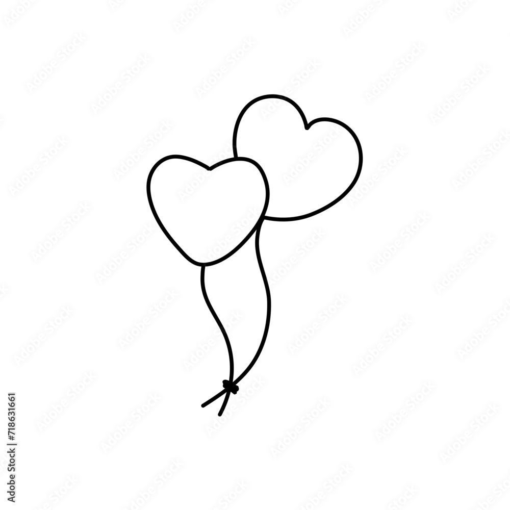Hand drawn heart balloons for valentine celebration Hand drawn heart balloons for valentine celebration