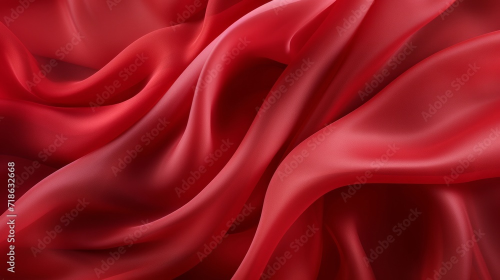 Close-up of red satin fabric with luxurious smooth texture and delicate folds. Close-up of red satin fabric with luxurious smooth texture and delicate folds.