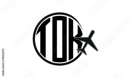 TOK three initial letter circle tour & travel agency logo design vector template. hajj Umrah agency, abstract, wordmark, business, monogram, minimalist, brand, company, flat, tourism agency, tourist