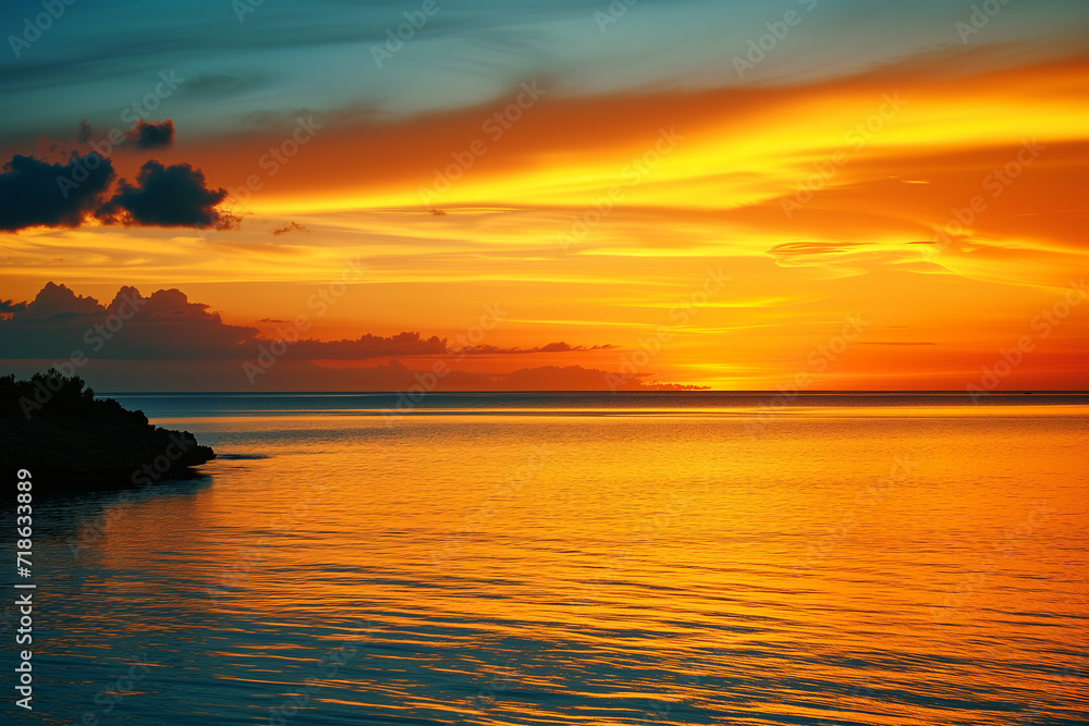 Breathtaking Ocean Sunset with Vivid Orange Sky