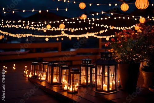 chinese temple at night with lanterns © Ateeq