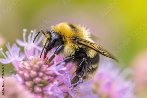 A bumblebee at rest on a delicate wildflower