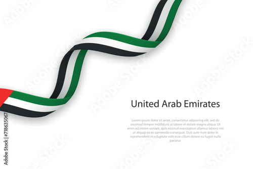 Waving ribbon with flag of United Arab Emirates