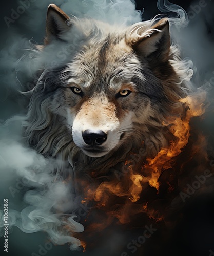 Beautiful Swirling Smoke Wolf © CyloArts