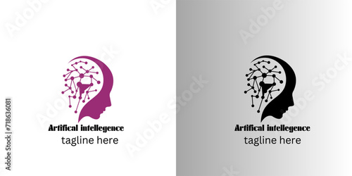 Artifical intelligence, conceptual sign and logo. The analytical system. Vector illustration.