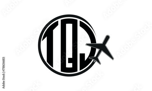 TQJ three initial letter circle tour & travel agency logo design vector template. hajj Umrah agency, abstract, wordmark, business, monogram, minimalist, brand, company, flat, tourism agency, tourist