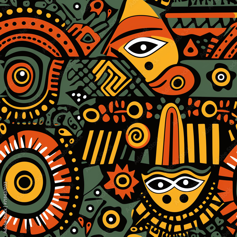 African Pattern Colorful Seamless Pattern Bogolanfini