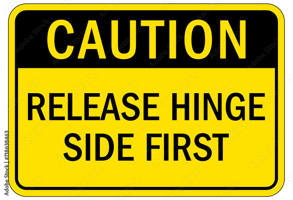 Fototapeta premium Truck warning sign and labels release hinge side first