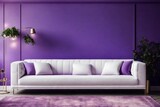 white sofa in the purple room