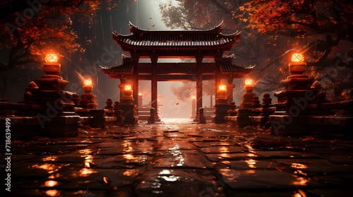 a gateway with an Asian fantasy concept photo