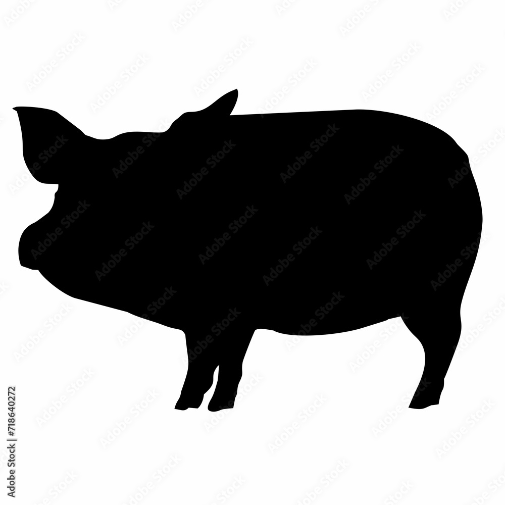 silhouette of a black pig walking silhouette of a black pig walking