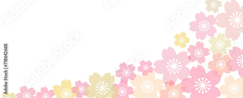 カラフルなパステル調の桜模様の背景素材のベクターイラスト画像