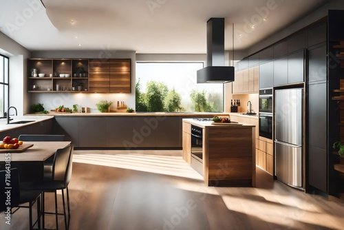 modern wooden kitchen interior