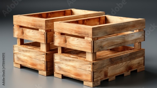 Empty wooden wood crate box photo