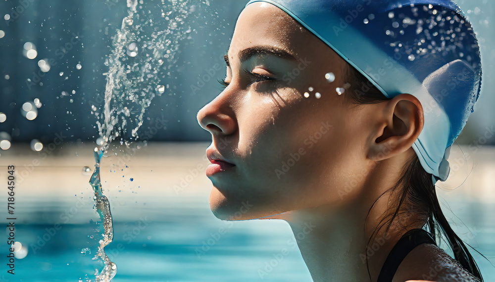 Obraz premium Portrait of a young girl swimmer.