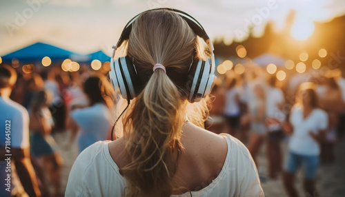 DJ girl in white headphones