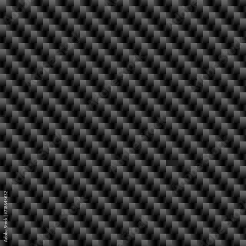 Black diagonal carbon fiber seamless texture pattern vector illustration. Textile fabric, car tuning or cloth macro seamless kevlar crisscross texture background.