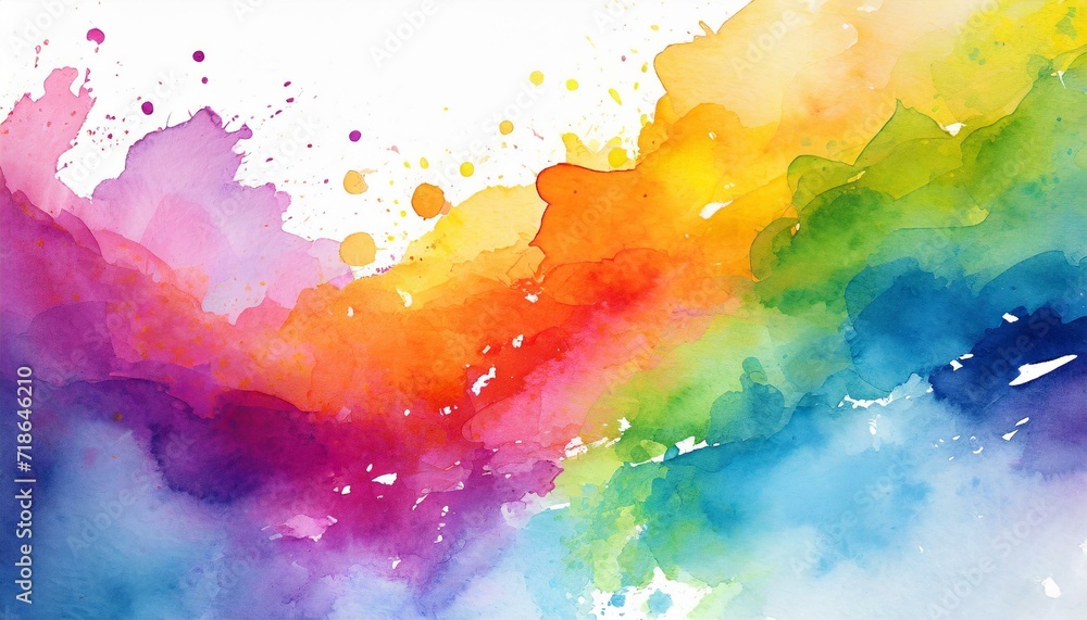 Ethereal Rainbows: Creative Paint Splashes in a Watercolor Banner