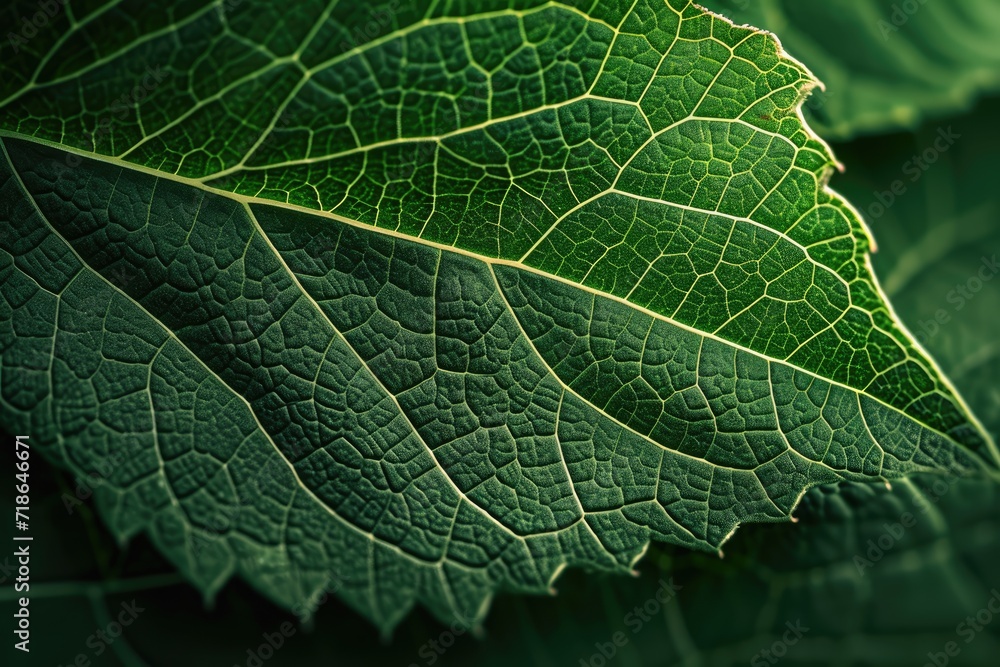 Fototapeta premium Macro of green leaves Generated by AI