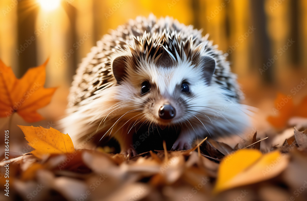 Hedgehog in the autumn forest Hedgehog in the autumn forest