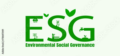 ESG icon concept for environment, society and governance in sustainable business and green business. on a white background