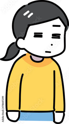 無気力になっている猫背の女性